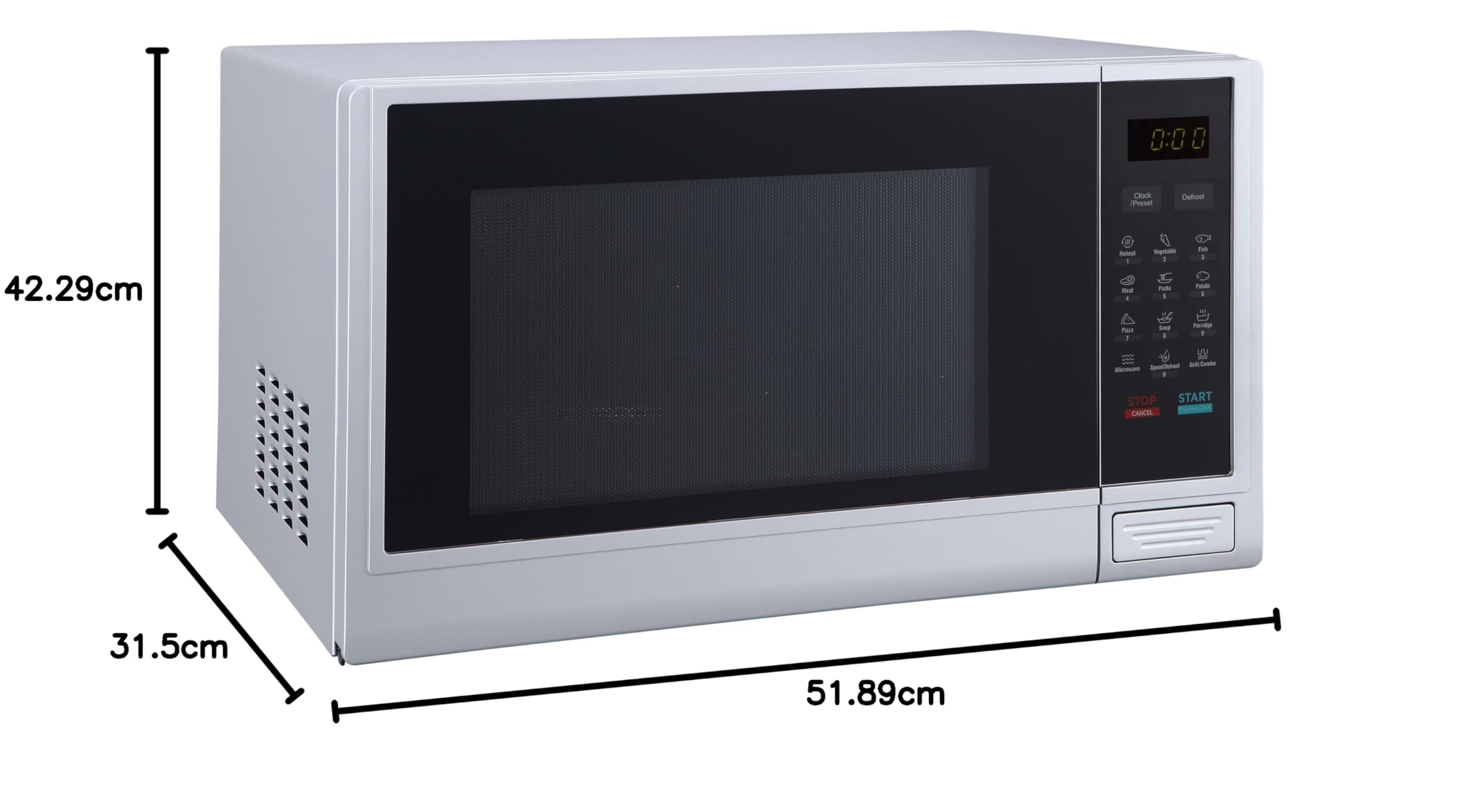 Tarrington House Mikrowelle mit Grill MWD1134G, Stahl/Glas, 34 L, mit 1000 W Leistung, mit Glasdrehteller