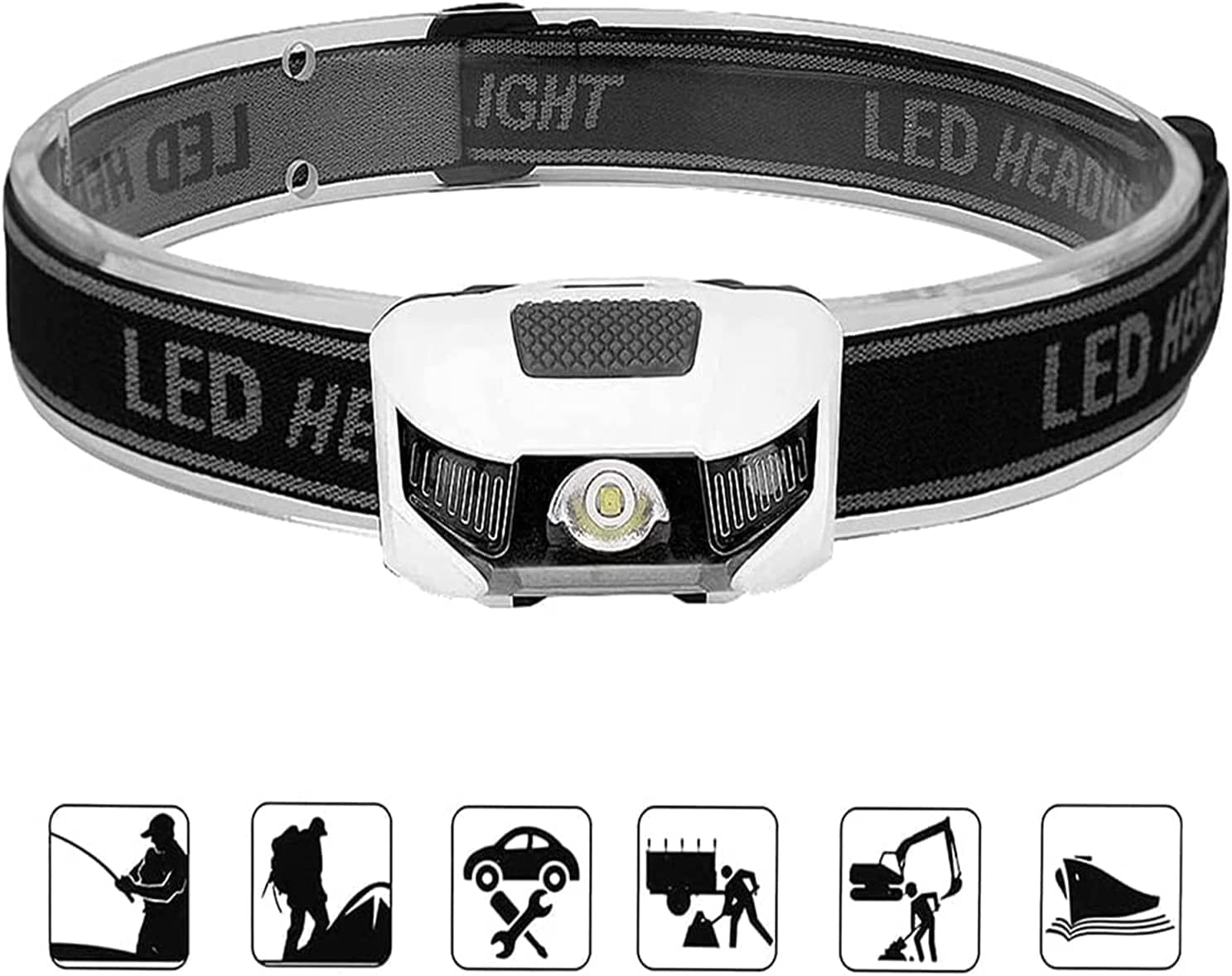 Latarka czołowa czołówka， Reflektor 6 trybów Biały Czerwony LED Zasilanie reflektora Reflektor Mini Przenośny Camping Światło
