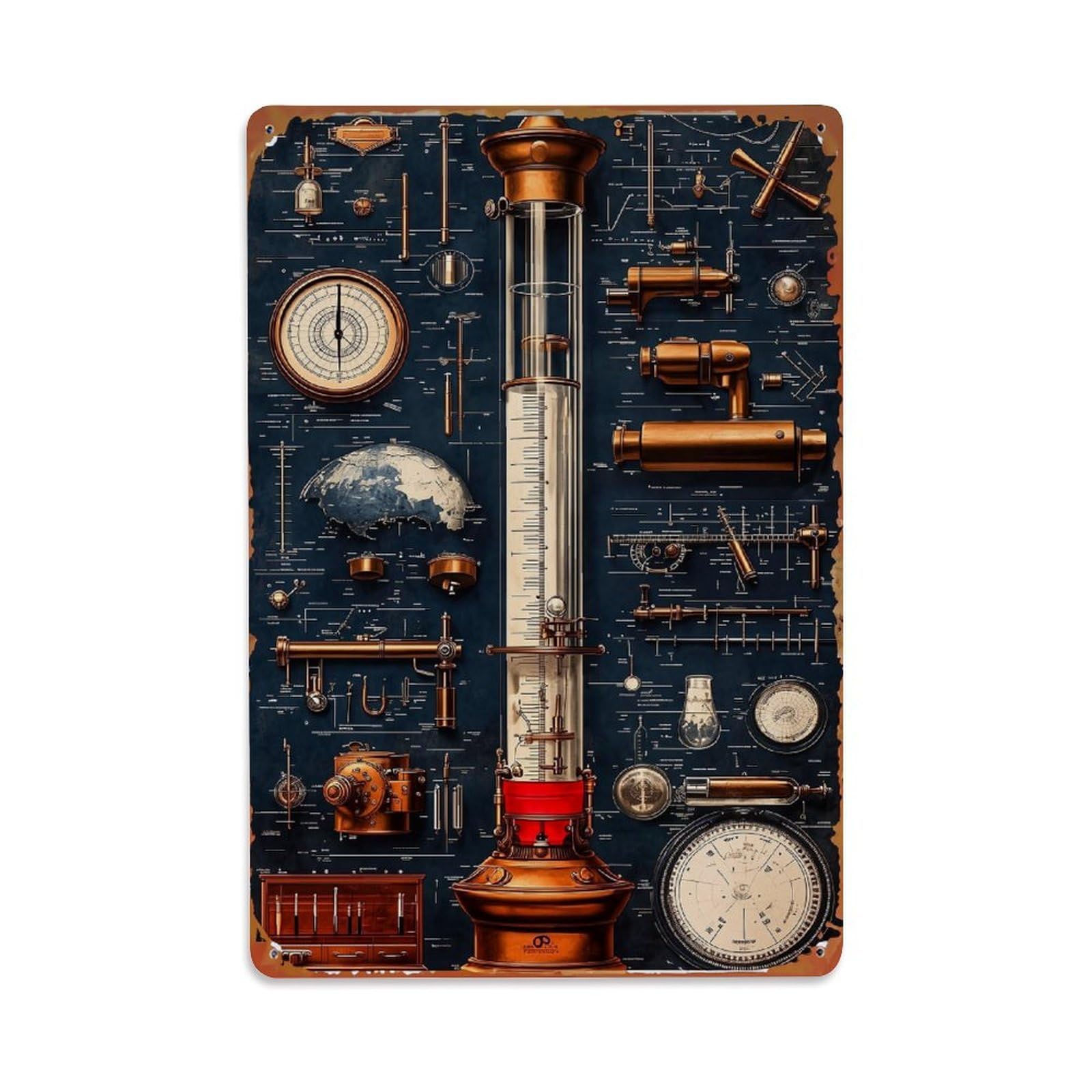 Jdfenggu Vintage Steampunk Instrument Panel Design Retro Metal Tin Sign, Decor Art Poster For Bar, Home, Man Cave, Kitchen, Laundry Room Gift 8X12inch