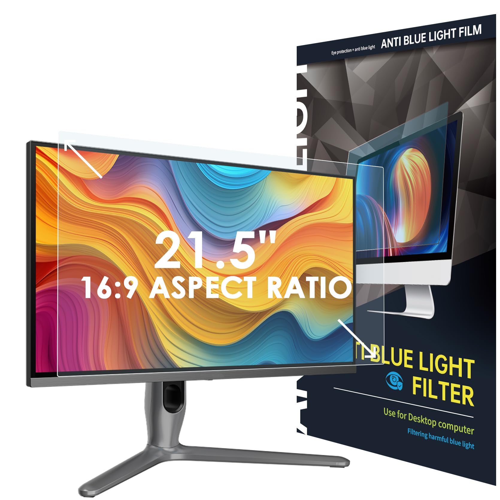 Filtro antiluz azul de 21.5 pulgadas SOPPY para monitor de computadora 16:9 extraíble 8