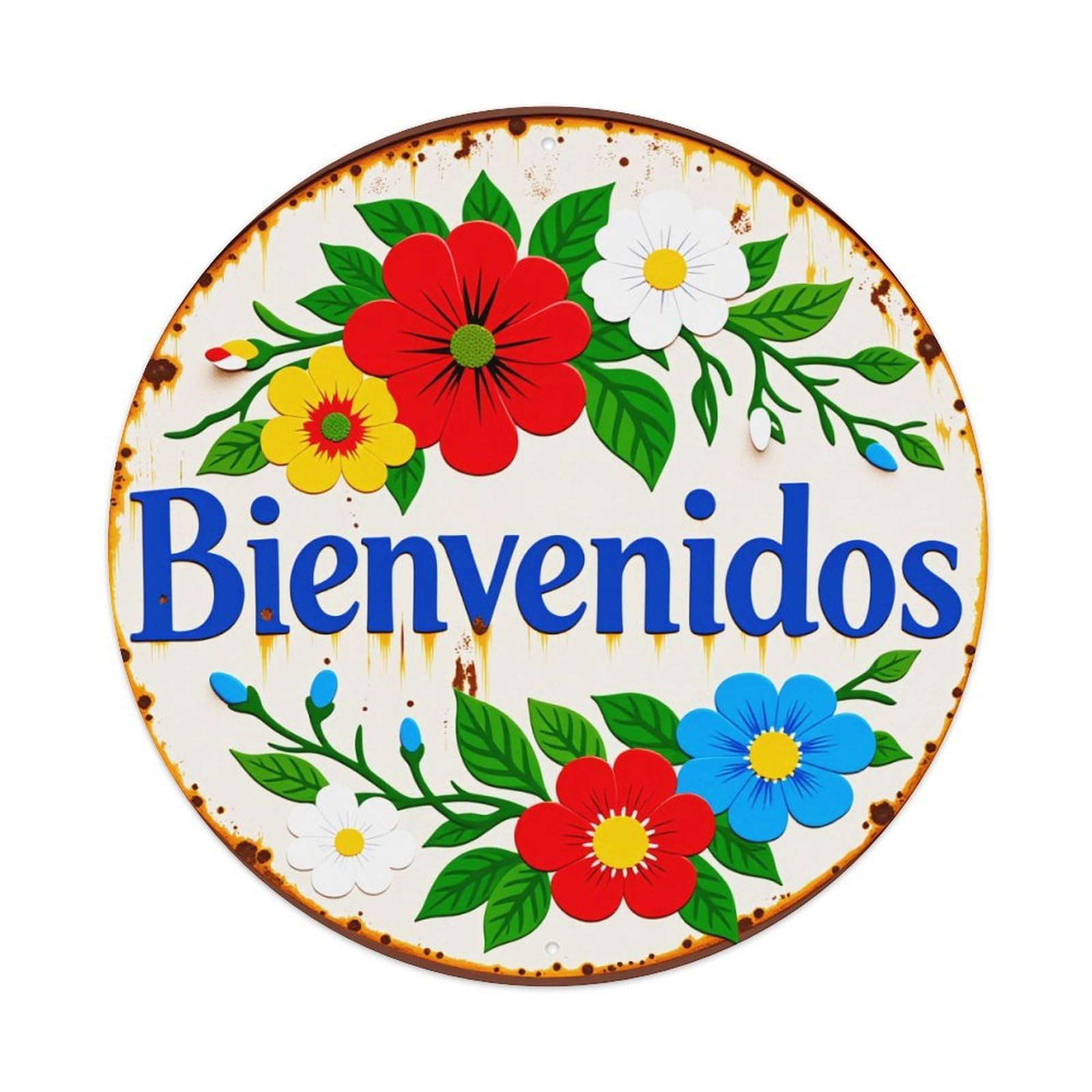 Floral Welcome Sign Pattern Metal Tin Sign Vintage Garden Bedroom Cafe Bar Man Cave Home Wall Decor Metal Poster 8x8 inches