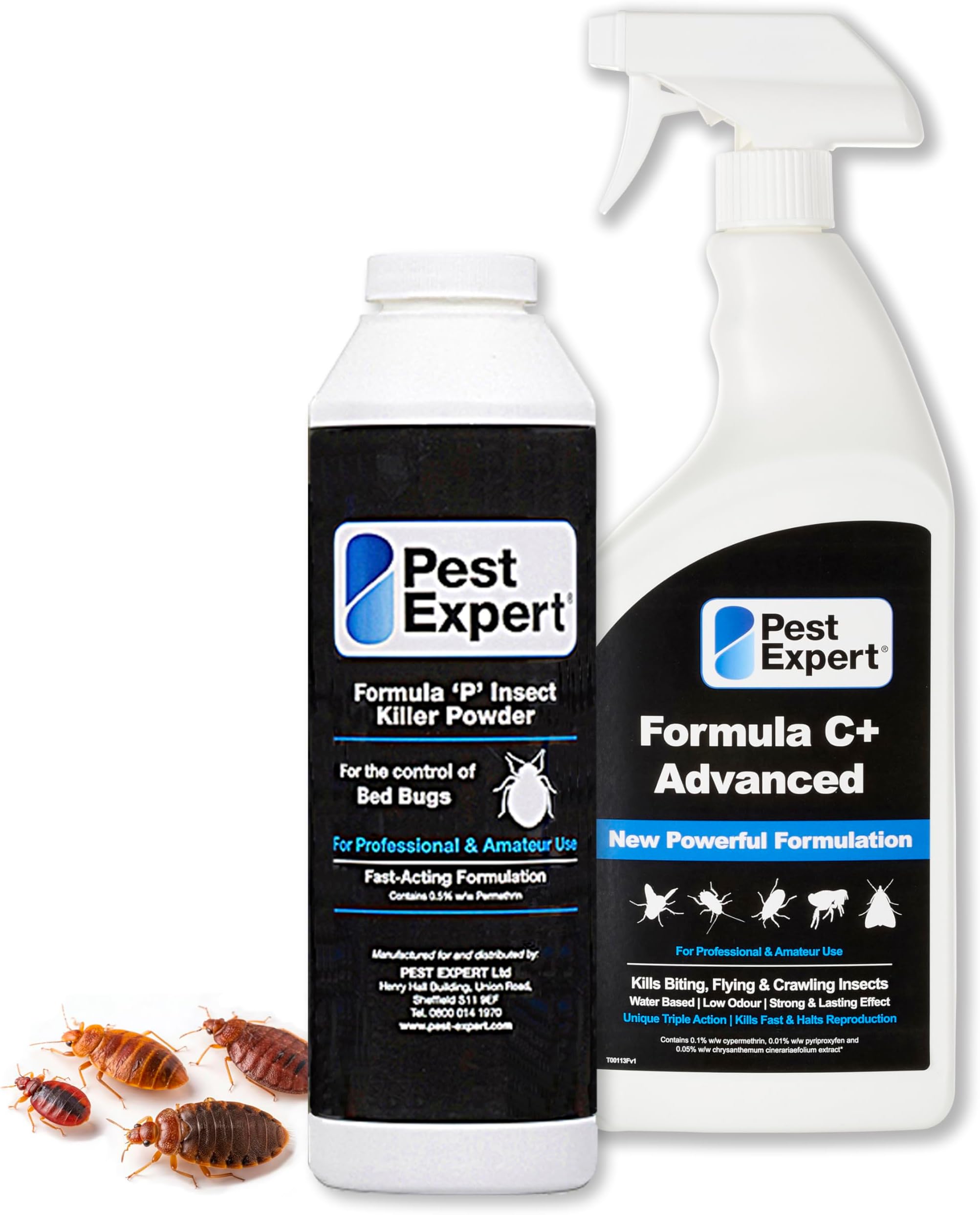 Pest Expert Formula 'C+' Bed Bug Killer Spray 1ltr & Bed Bug Killer Powder XL Pack Size 300g - Fast-Acting & Long-Lasting Treatment for Mattress & Home - Professional Strength for Amatuer Use