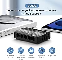 Vista 3 de Tenda SG105, conmutador Gigabit de 5 puertos, interruptor Ethernet doméstico no administrado, divisor Ethernet de oficina, Plug & Play, estuche