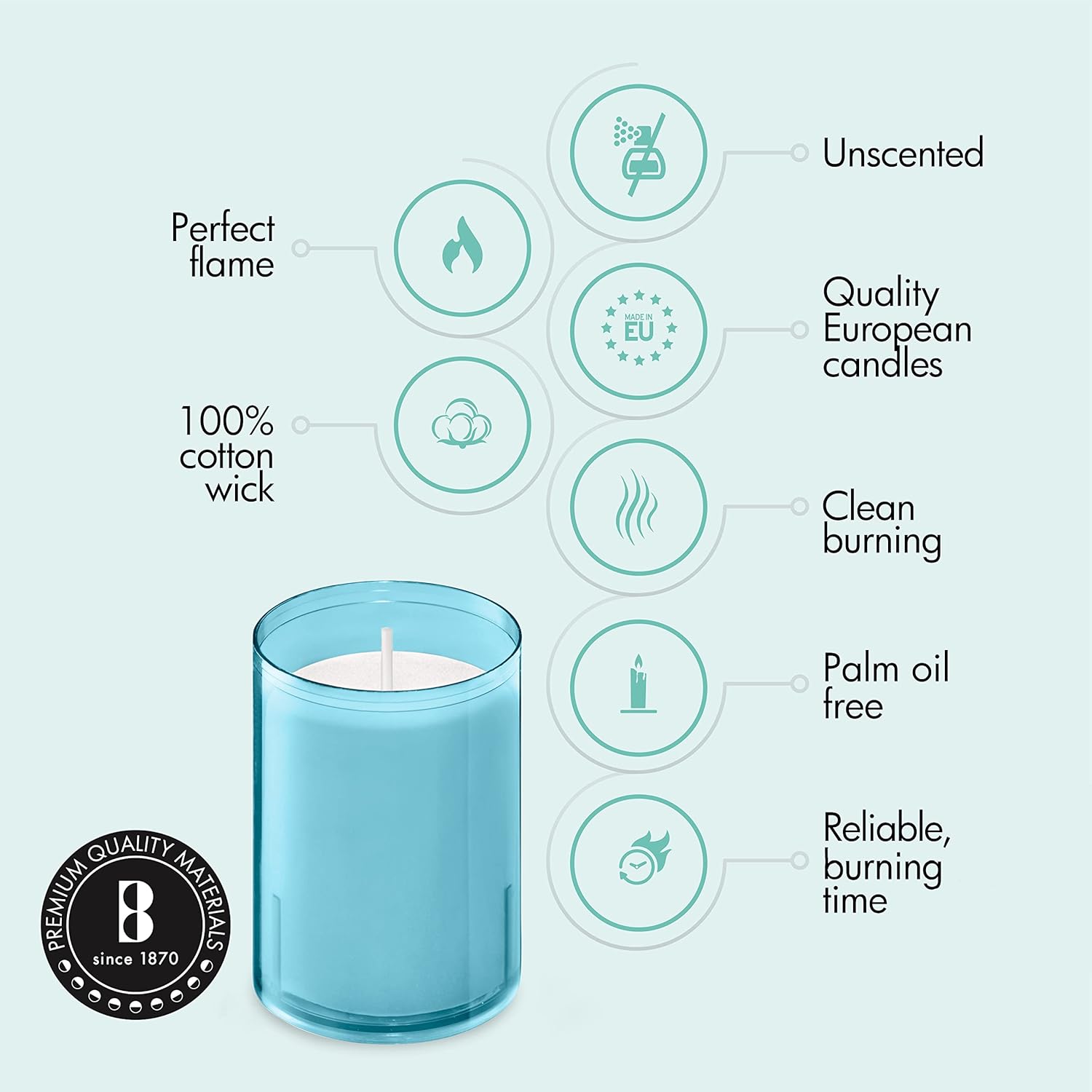 BOLSIUS 24 Hour Votive Candles - 20 Pack Party Candles in Blue Unbreakable Plastic Cups - Premium European Quality - Unscented Smooth and Smokeless Relight Candles
