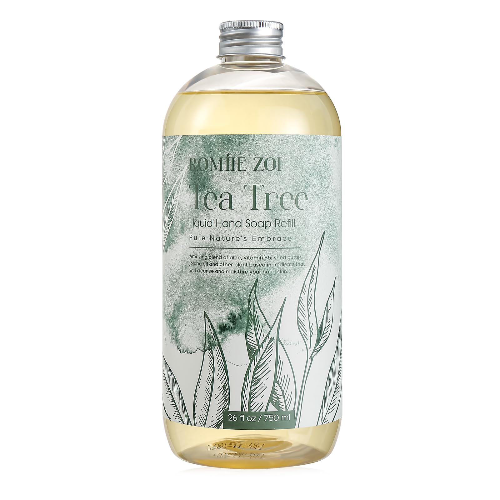 ROMIIE ZOI Liquid Hand Soap Refill, Tea Tree, Gentle & Moisturizing Formula, 750 ML/ 26 FL OZ