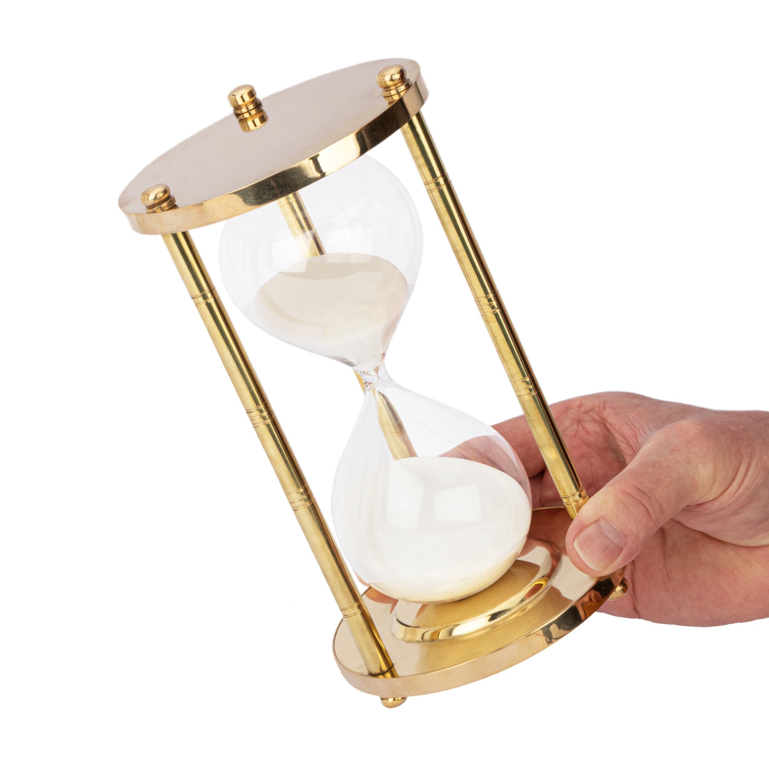 NKlaus Nautical Hourglass 3 Columns Brass 60 Minutes 22 x 12 cm Hourglass Maritime Decoration 14994, 22x12cm - Image 2