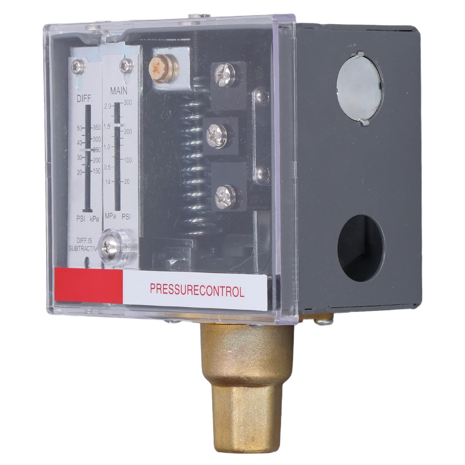 Omabeta LF56 Presostato Ajustable para Control de Líquido y, Interruptor de Contacto Dual SPDT, Diafragma de Acero Inoxidable, NPT1/4-18, 1 Unidad