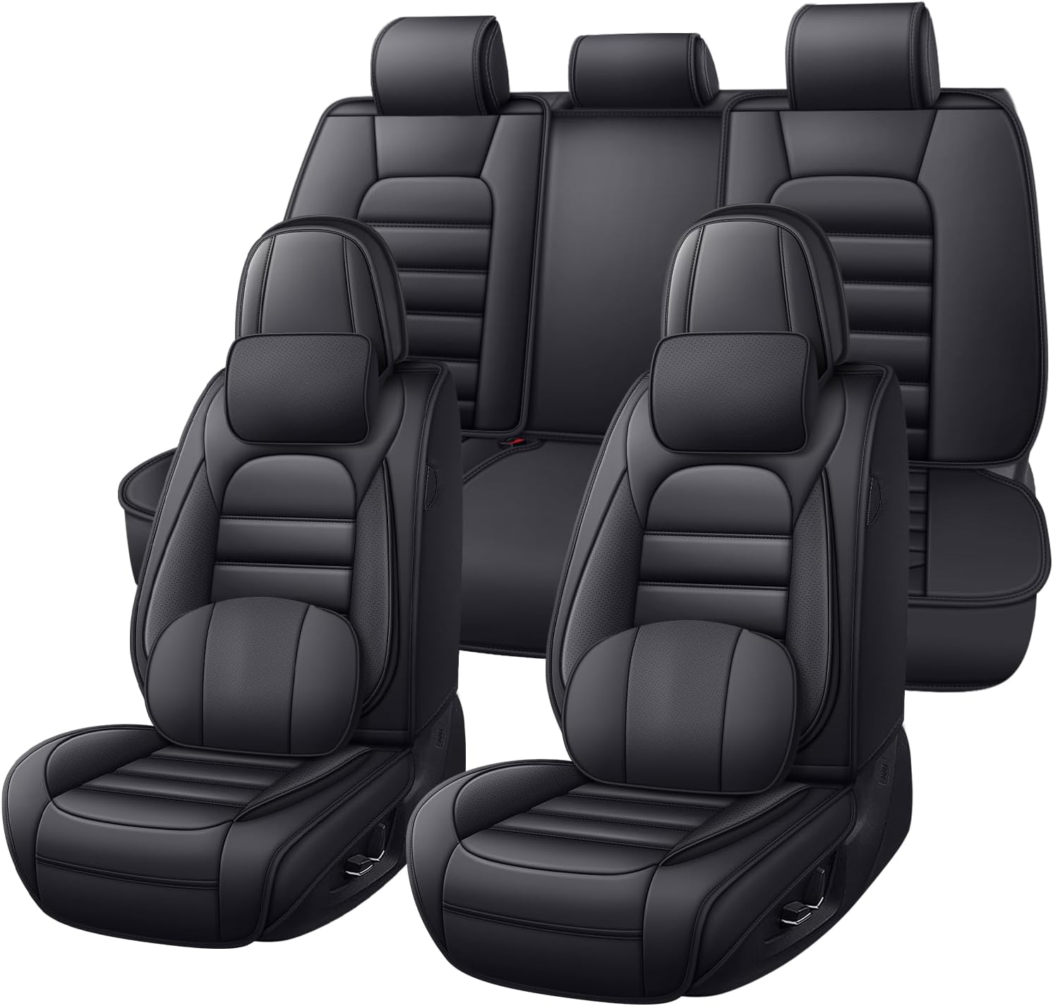 Car Seat Covers Fit for Ford Focus 2009-2018,Premium Waterproof Napa Leather Seat Covers,Soft and Breathable Auto Vehicle Interior Covers,Luxury(Full Set) Black