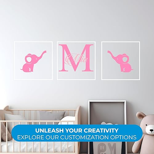 Miniatura 2 de Nombre personalizado Elefantes  Serie de marcos  Calcomanía de pared para bebé, niñoniña, cuarto de bebé, para el hogar, dormitorio, niños (AM) (24