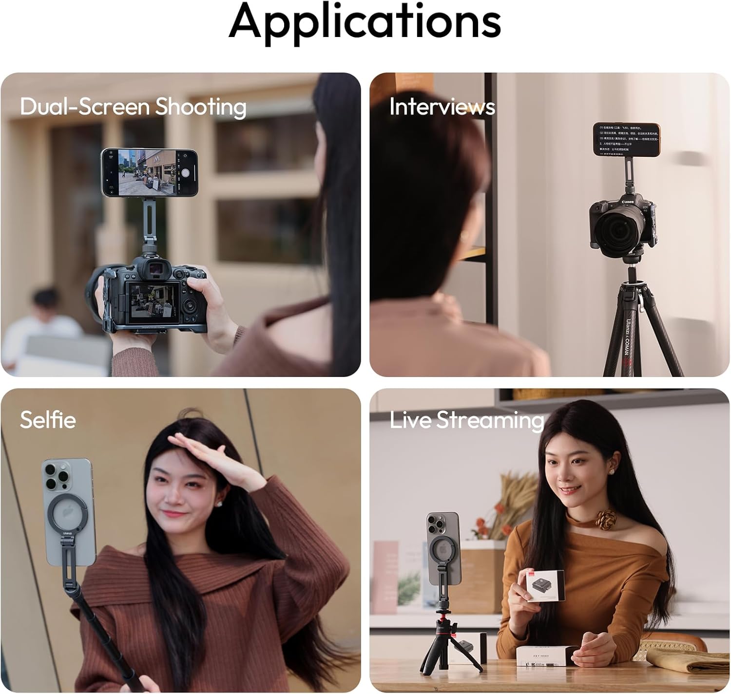 ULANZI MA30 Magnetic Phone Tripod Stand for iPhone with Ulanzi MA07 Magnetic Phone Tripod Mount for Magsafe