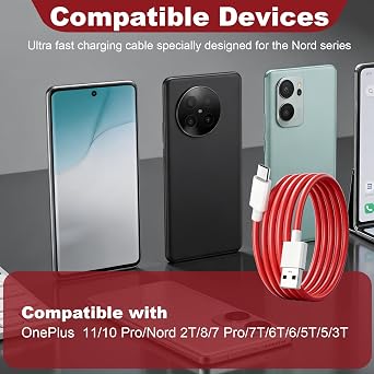 100W USB C Charging Cable for OnePlus,2M Warp Fast Charge Cable | Super Fast Charger Cord Compatible with OnePlus 11/10 Pro/Nord 2T/8/7 Pro/7T/6T/6/5T/5/3T Type-C Red Lead for Nord Series