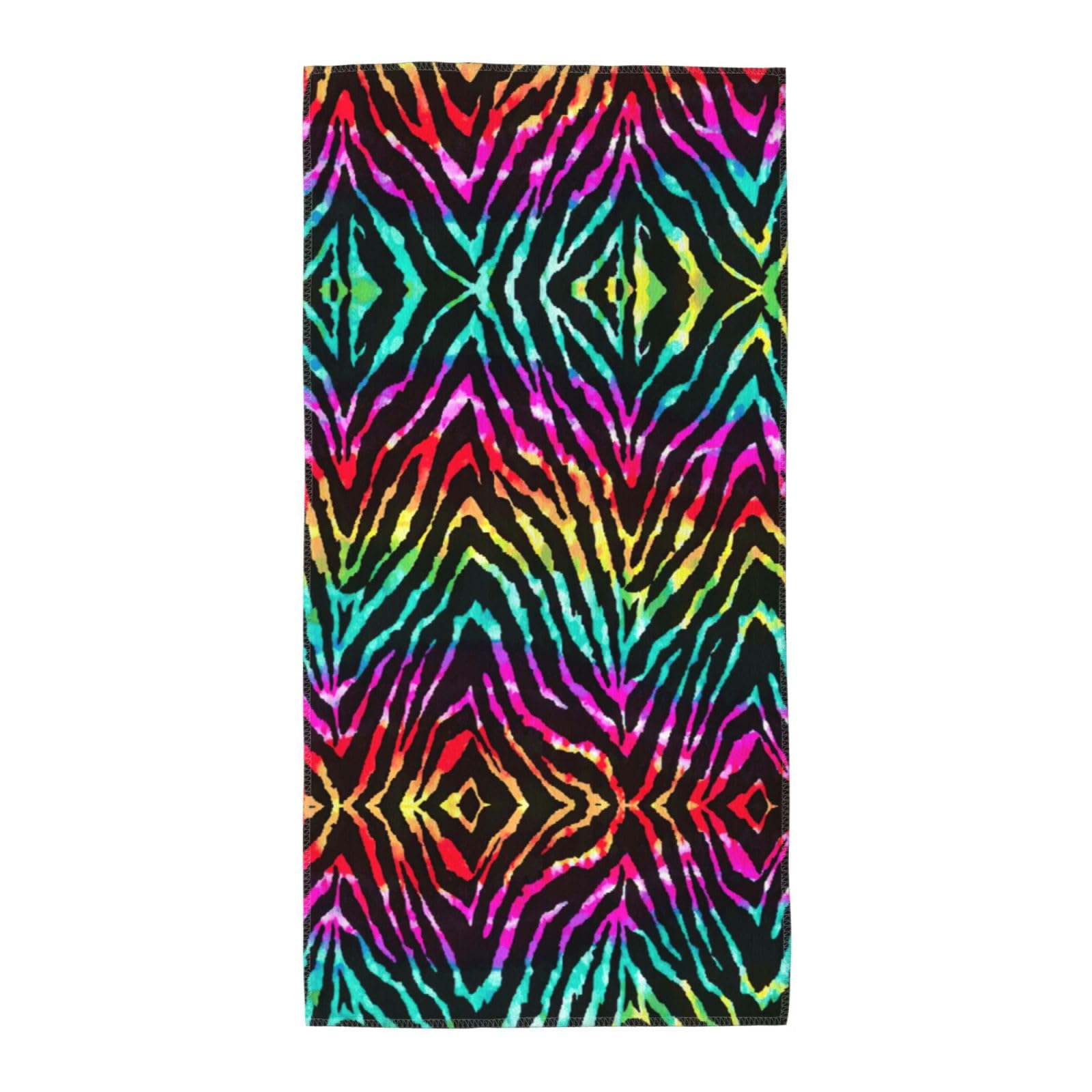 WYCZHY Colorful Rainbow Zebra Printed Quick Dry Beach Towel For Camping Travel Vacation
