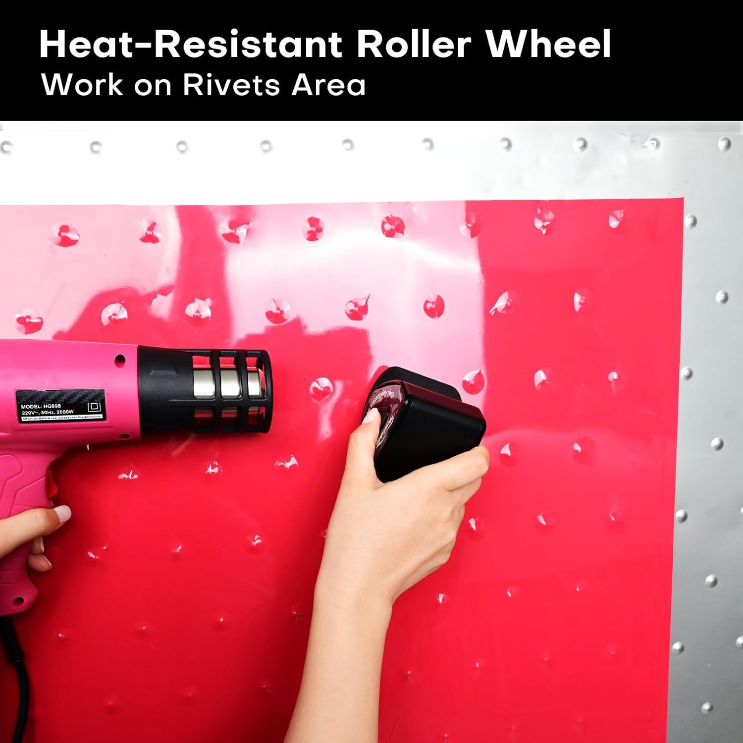 NEWISHTOOL Sponge Seam Roller for Vinyl Wrap, Vinyl Applicator Tool Aluminum Handheld Soft Foam Wheel Roller Paint Roller, Pro Heat-Resistant Rolling Tools for Vinyl Application PPF Installing