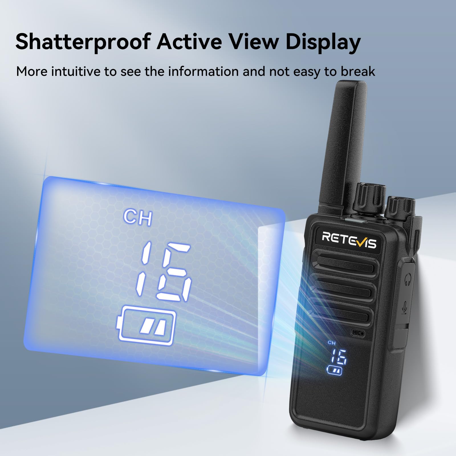 Retevis RT668H Walkie Talkie Profesional, Walkie Talkies con Pantalla, Walkie Talkie Recargable USB C, PMR 446 Walkie-Talkies con Auriculares VOX para Comercial, Hotel (10 Pcs, Negro)