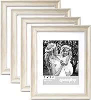 Vista 16 de Yaetm Portarretratos dorado de 11 x 14 pulgadas con paspartú para juego de 4 piezas de 8 x 10 pulgadas, moldura de 1.4 pulgadas de ancho y marco