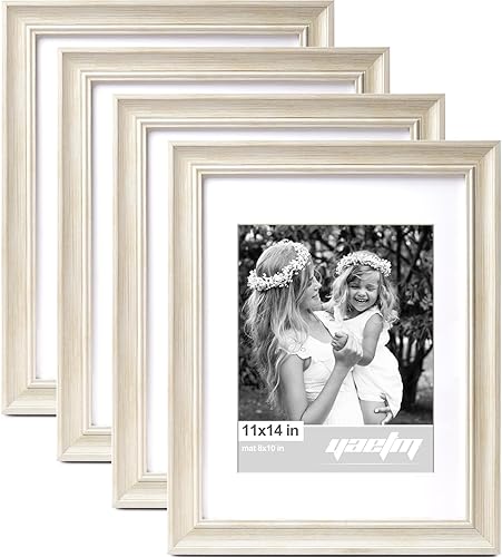Miniatura 17 de Yaetm Portarretratos dorado de 16 x 20 pulgadas con paspartú de 11 x 14 pulgadas, juego de 4 unidades, molduras de 1.4 pulgadas de ancho y marco