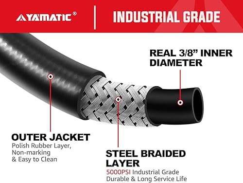 Miniatura 6 de YAMATIC Kit de pistola y manguera de lavado a presión, con conector rápido giratorio de 3/8 pulgadas y accesorio M22-0.551 in, manguera de repuesto
