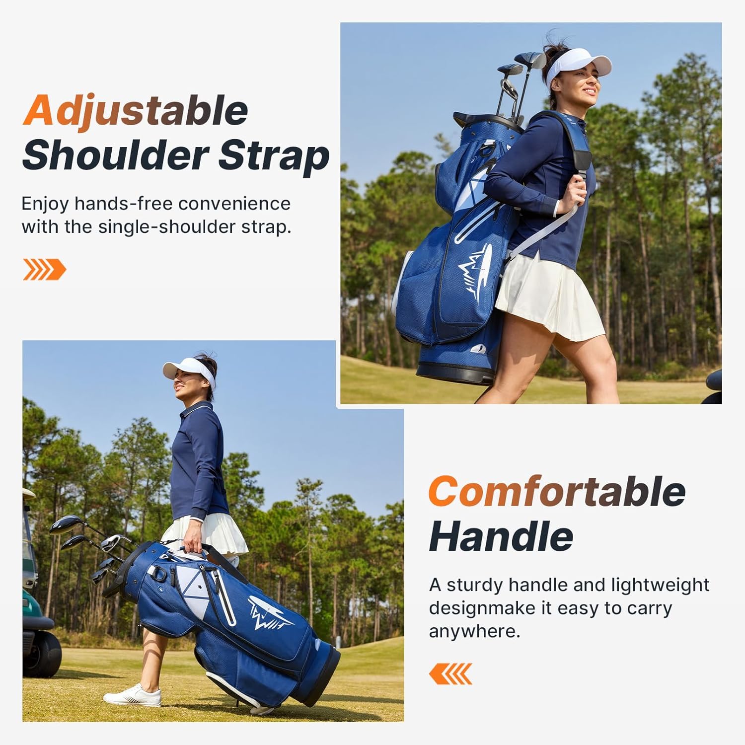uniHimal Golf Cart Bag with 15 Way Organizer Divider Top, S-Lock Cart Golf Bag for Men Women with Magnetic Pocket and Rain Cover, Lightweight Golf Club Bag Includes Cooler Pocket and Handles