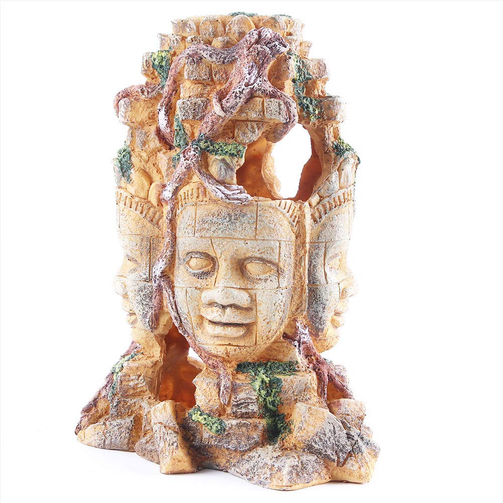 NANANA Decorazione per Acquario Arrampicata Paesaggio, Ornamenti per Rettili di Buddha a Quattro Facce, Decorazione Dell'acquario del Serbatoio di Pesce Dell'acquario Ornamenti[21X23x15cm]
