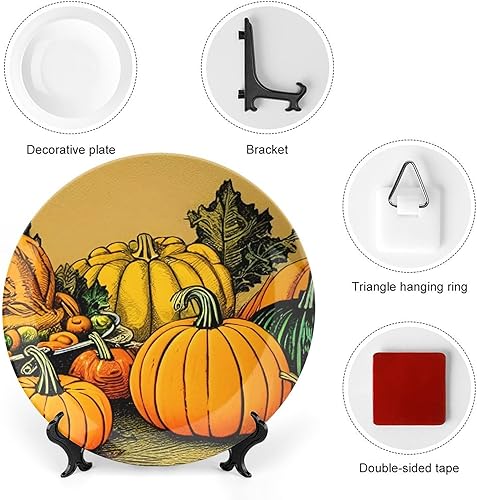 Miniatura 10 de Platos decorativos de calabazas grandes de Acción de Gracias, platos de cerámica para decoración del hogar, platos de cena de temporada de otoño