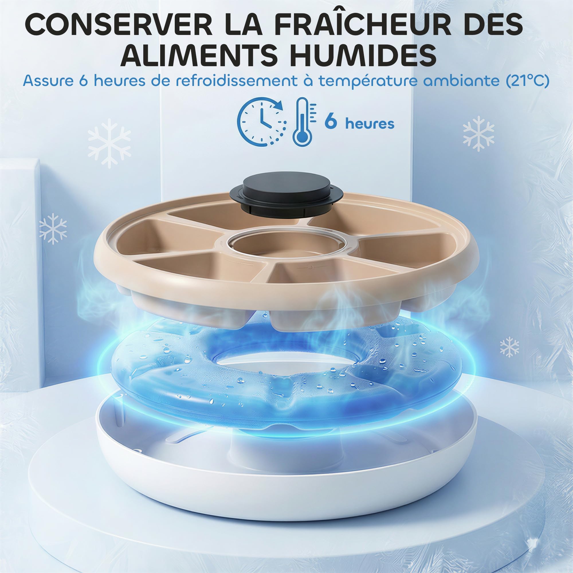 PawHut Distributeur de Nourriture pour Animaux de Compagnie Distributeur Automatique de Nourriture gamelle d'alimentation 6 portions sans Fil à minuterie avec 1 Sac réfrigérant écran LED Blanc