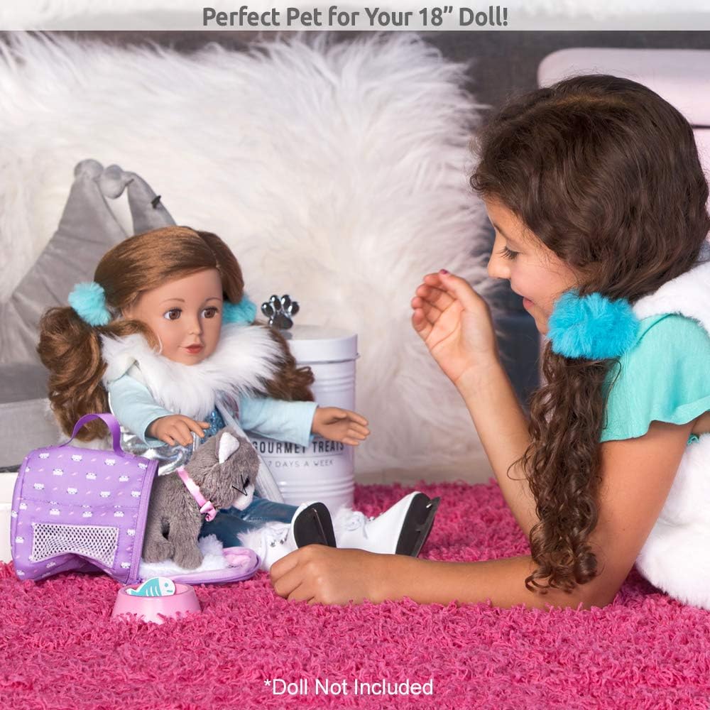 Adora Amazing Pets Misty The Grey Kitty - 4.5-inch Toy Pet For Most 18 Inch Dolls, 6 Piece Set Includes Toy Cat And Accessories (Amazon Exclusive)