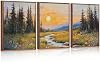 Celestdeco Large Mountain Wall Art Framed Abstract Forest Landscape Canvas Wall Decor Nature Scenery Wildflower botanical Decorations for Living room Bedroom 30x40cm