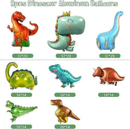 Vista 2 de Arco de globos de dinosaurio, 100 decoraciones de fiesta de dinosaurios, suministros de fiesta de cumpleaños de dinosaurios para fiestas infantiles