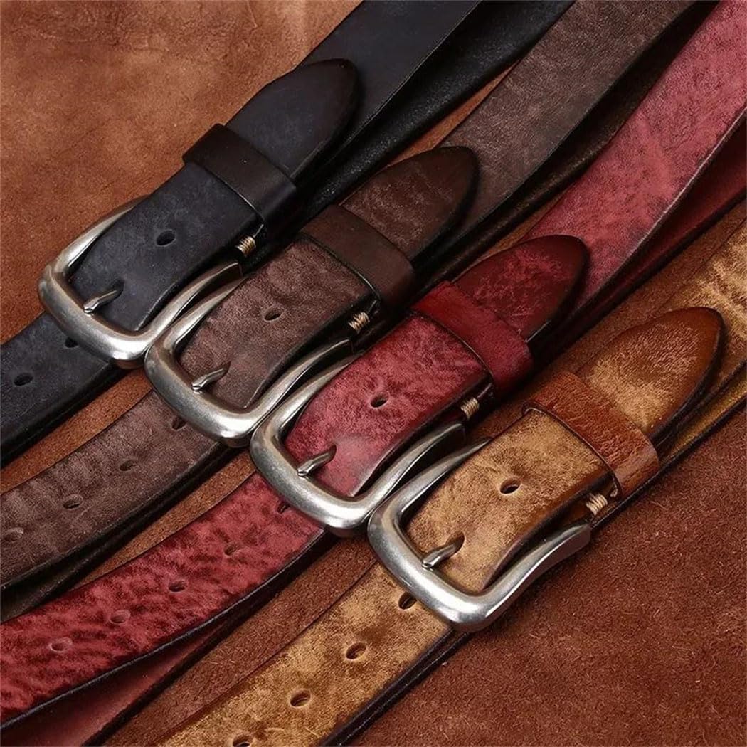 Men's Leather Belt - 3.8 cm Solid Cowskin with Stainless Steel Buckle for Daily Use