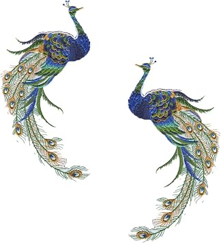 Embroidery Birds Patches Decorative Patches Sewing Peacock 9 for Iron on Clothes Jackets Hat DIY Decoration Green 1 Pair