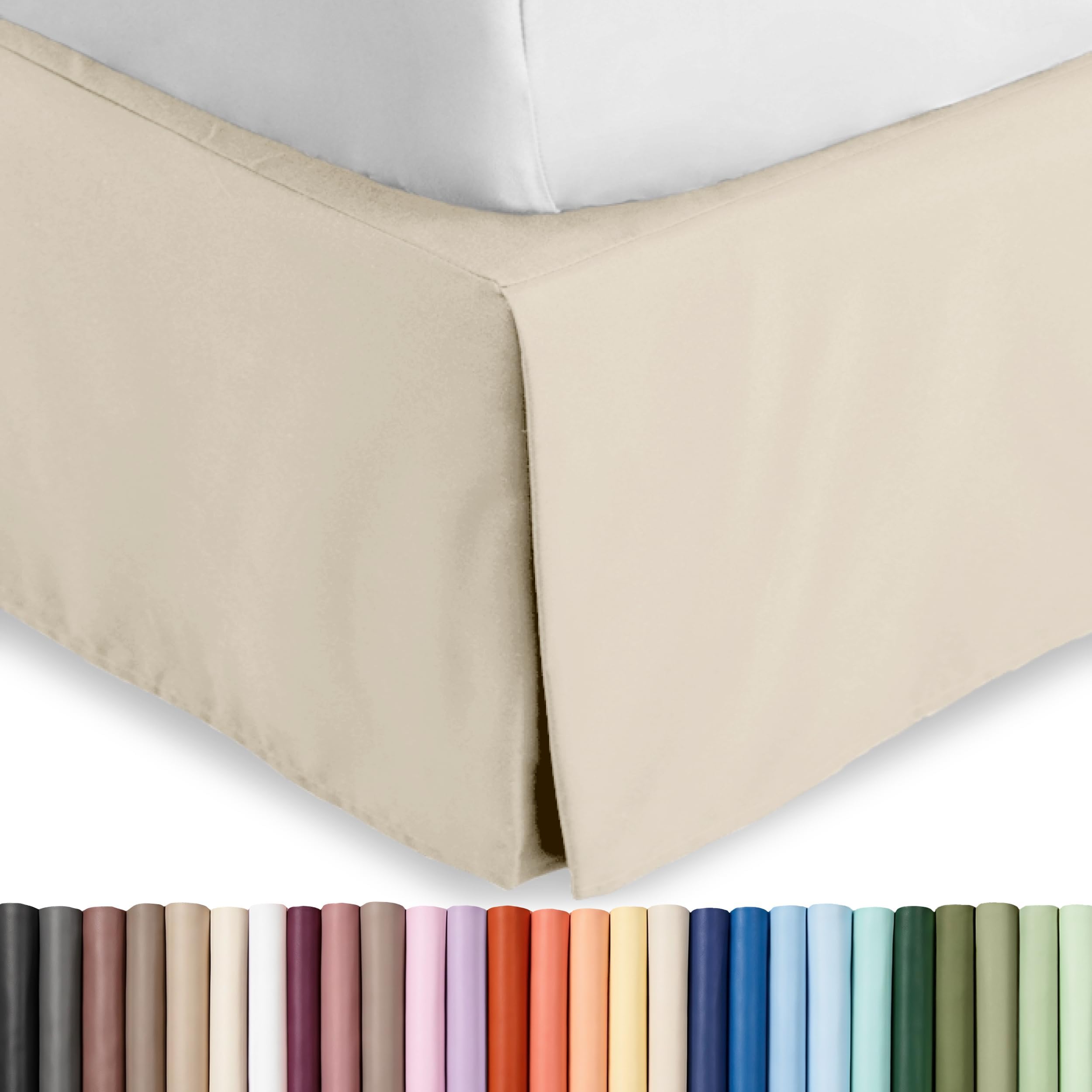 Bare Home Bed Skirt Double Brushed Premium Microfiber, 15-Inch Tailored Drop Pleated Dust Ruffle, 1800 Ultra-Soft Collection, Shrink and Fade Resistant (Queen, Sand)