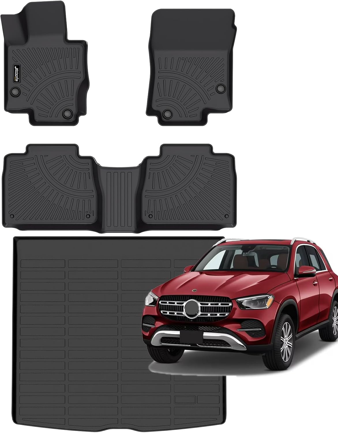 Jenofa-Floor Mats for Mercedes Benz GLE 2020-2026 Car Mats Cargo Mat Fit 2024 Benz GLE 350丨GLE 450 (No Coupe) All Weather Non-Slip Waterproof Rubber Floor Liner Accessories Full Set