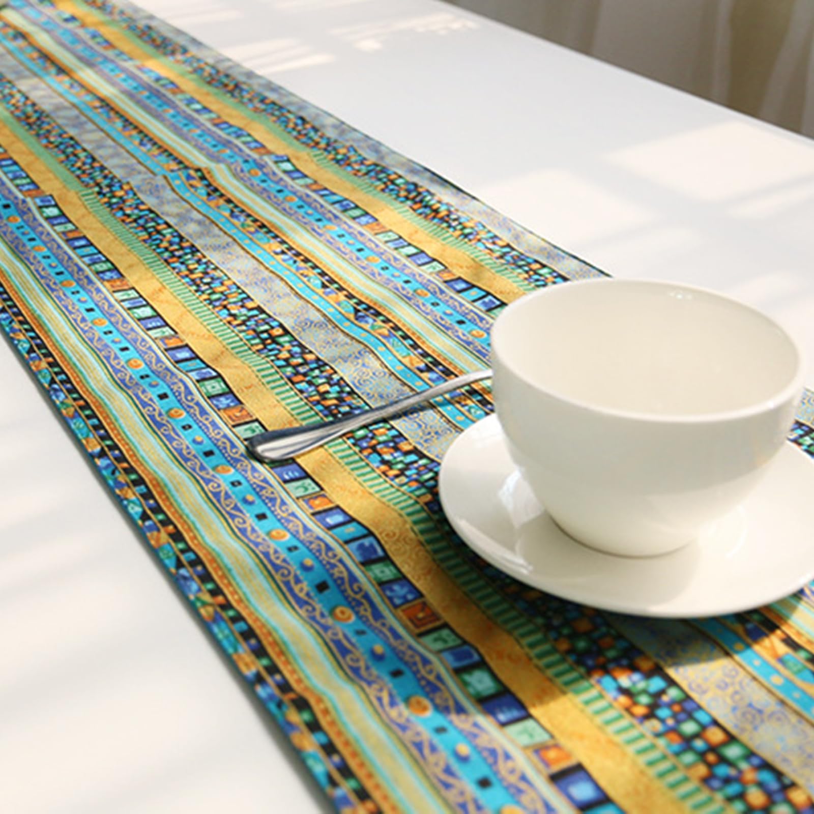 Tischläufer Bunt Boho, Tischläufer Hochzeit 30x220 cm, Jacquard mit Quasten
