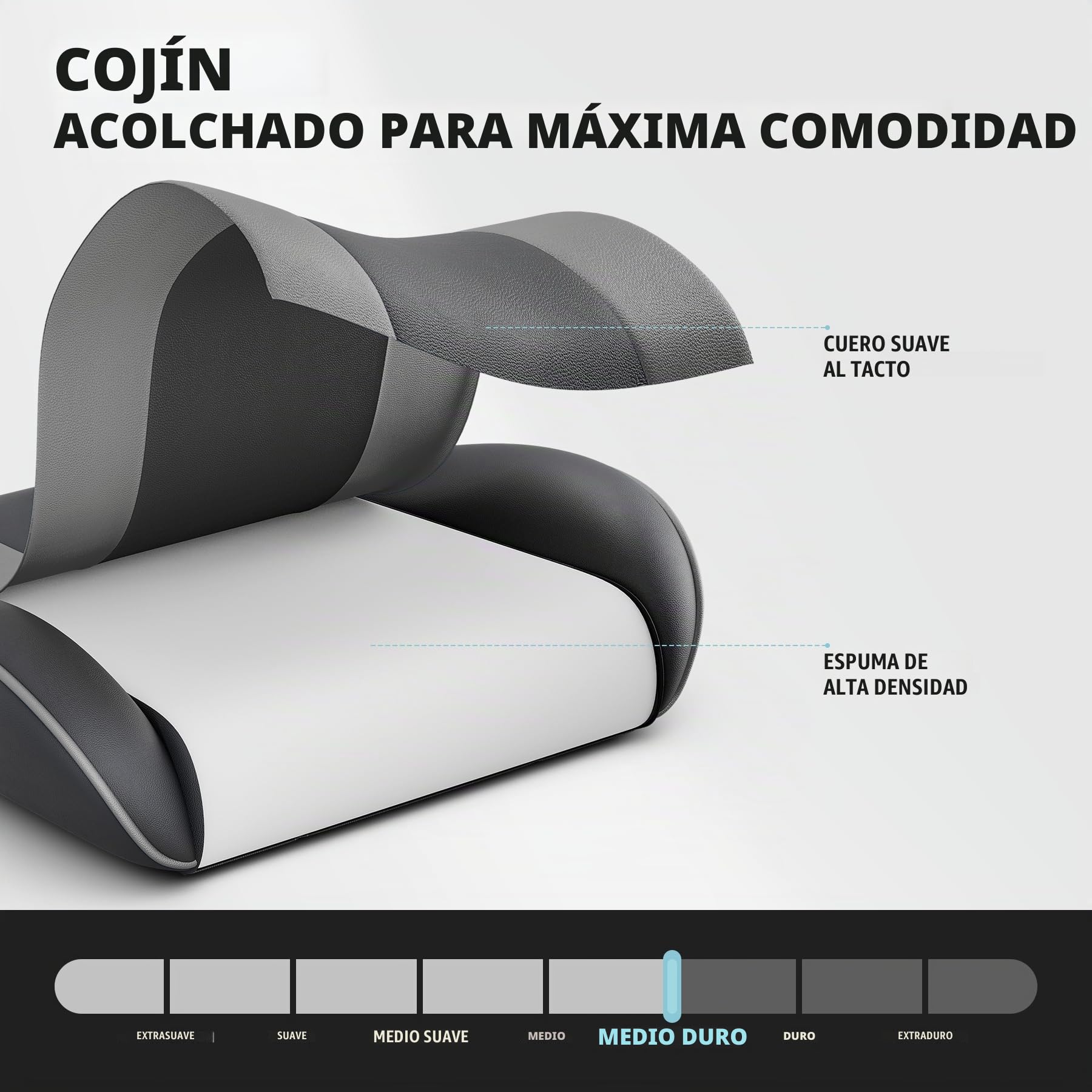 Silla de gaming ergonómica con reposapiés, apoyabrazos ajustables, silla de oficina, ergonómica, con soporte lumbar - Negro/gris (gris)