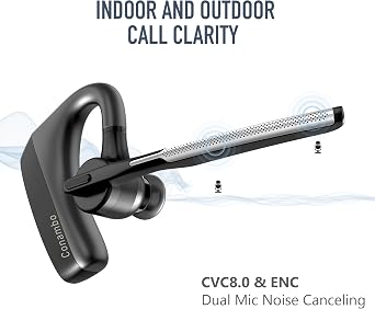 Conambo Bluetooth Headset with Dual Mic Noise Canceling & Mute Button Wireless Earpiece 16 Hrs Talking for Home Office Trucker Compatible with iPhone Android Phone (K18)