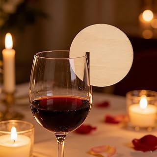 40 Pack Wooden Wine Glass Markers, Round Natural Wood Drink Tags Blank Wooden Name Place Card,Party Drink Identifiers for Cocktails/Champagne for Weddings, Parties & Decor