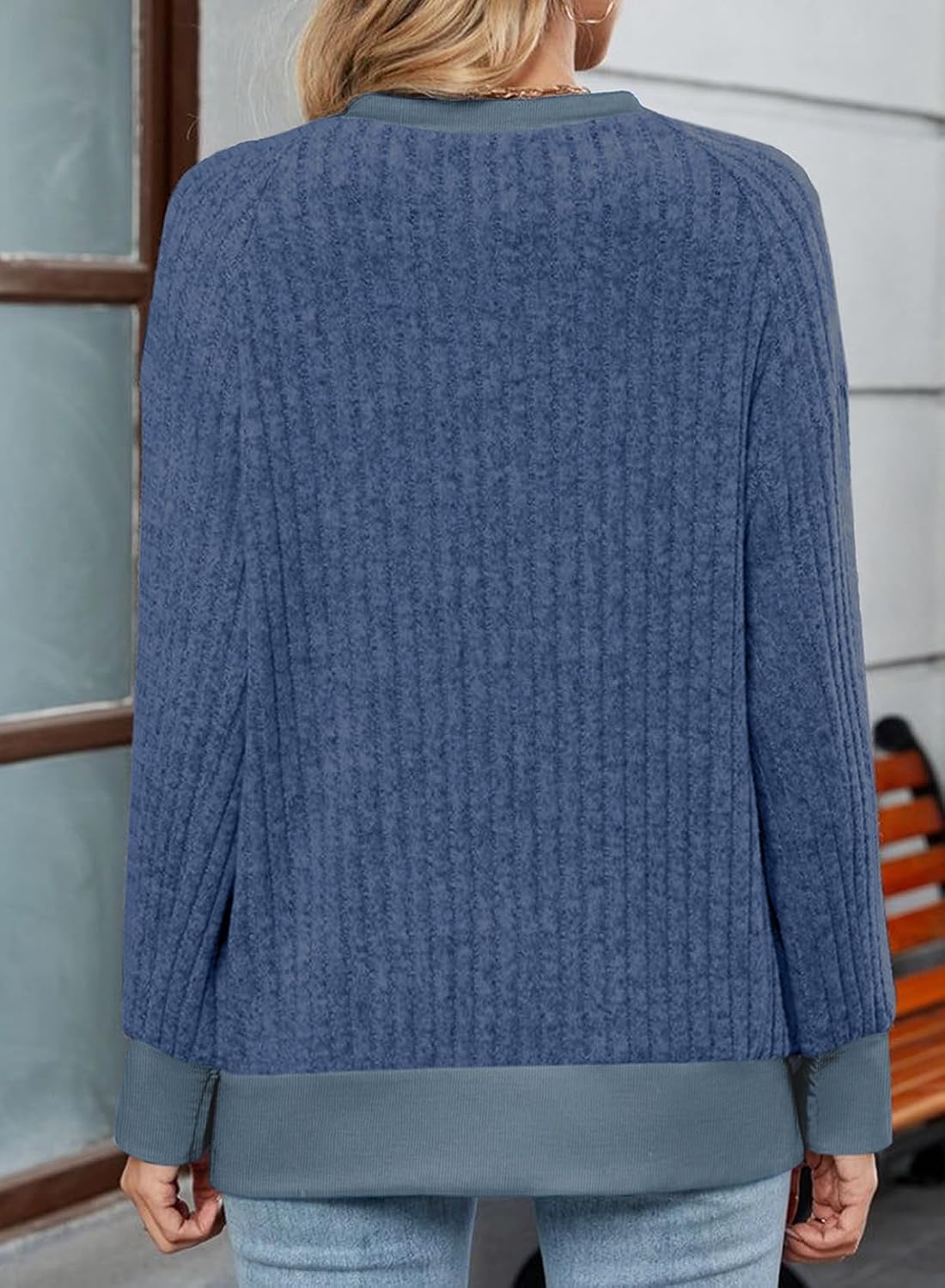 SHEWIN Women Color Block Patchwork Sweatshirt 2025 Fall Pullover Oversized Tops - Image 4