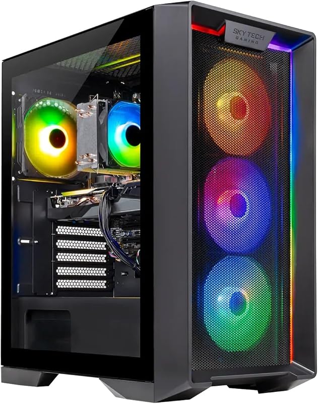 Skytech Gaming PC Nebula, Ryzen 5, RTX 3050, 16GB RAM, 1TB SSD | Windows 11, AMD 5500, NVIDIA 3050 (6GB), NVMe SSD, DDR4 3200, 650W GOLD PSU, Wi-Fi 5, Desktop
