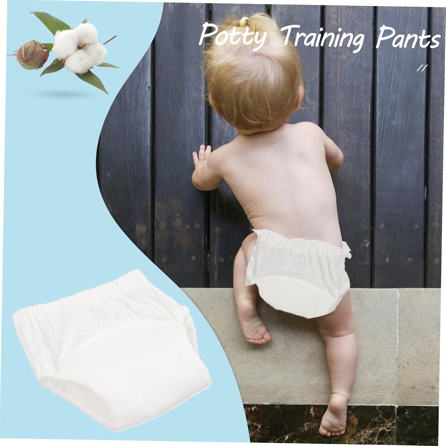 5pcs Baby Training Pants for Potty Training Cotton Washable Toddler Underwear Breathable for Boys and Girls White