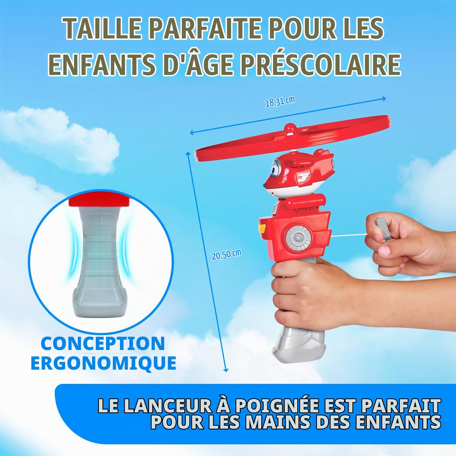 Super Wings Jouets Volants Jett pour Enfants - Disques Volants d'Extérieur Amusants, Avion Jouet pour Garçons et Filles de 3 à 8 Ans