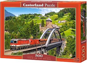 CASTORLAND 500 Piece Jigsaw Puzzle, Train on the Bridge, Mountain Train, Locomotive Puzzle, Adult Puzzles, Castorland B-52462