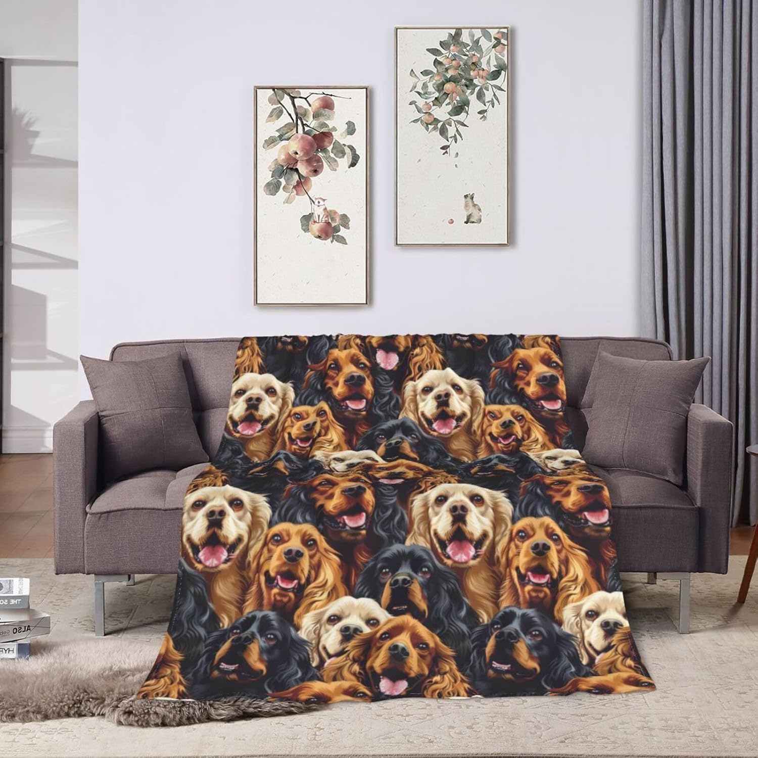 Cocker Spaniel Dog Blanket 50"x60", Cute Pet Throw Blankets, Gifts for Women Girls Kids, Soft Lightweight Fleece for Sofa Room Couch Bed Travel Modern Decor - Image 2