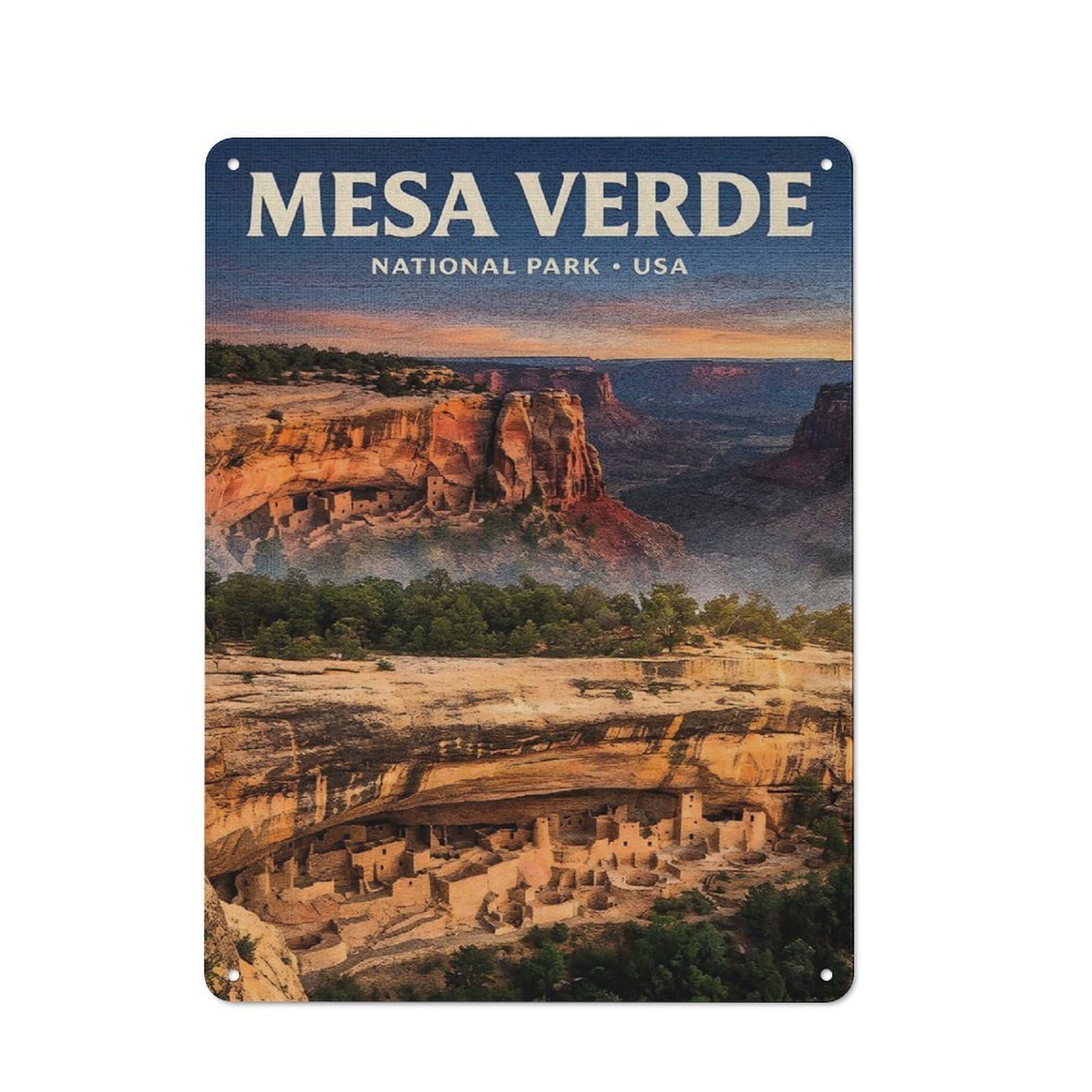Junmoney Style-11 Vintage Metal Plaque 40X30cm Featuring Mesa Verde National Park Travel, Diner Style Decor For Restaurant, Kitchen, Counter Or Breakfast Nook