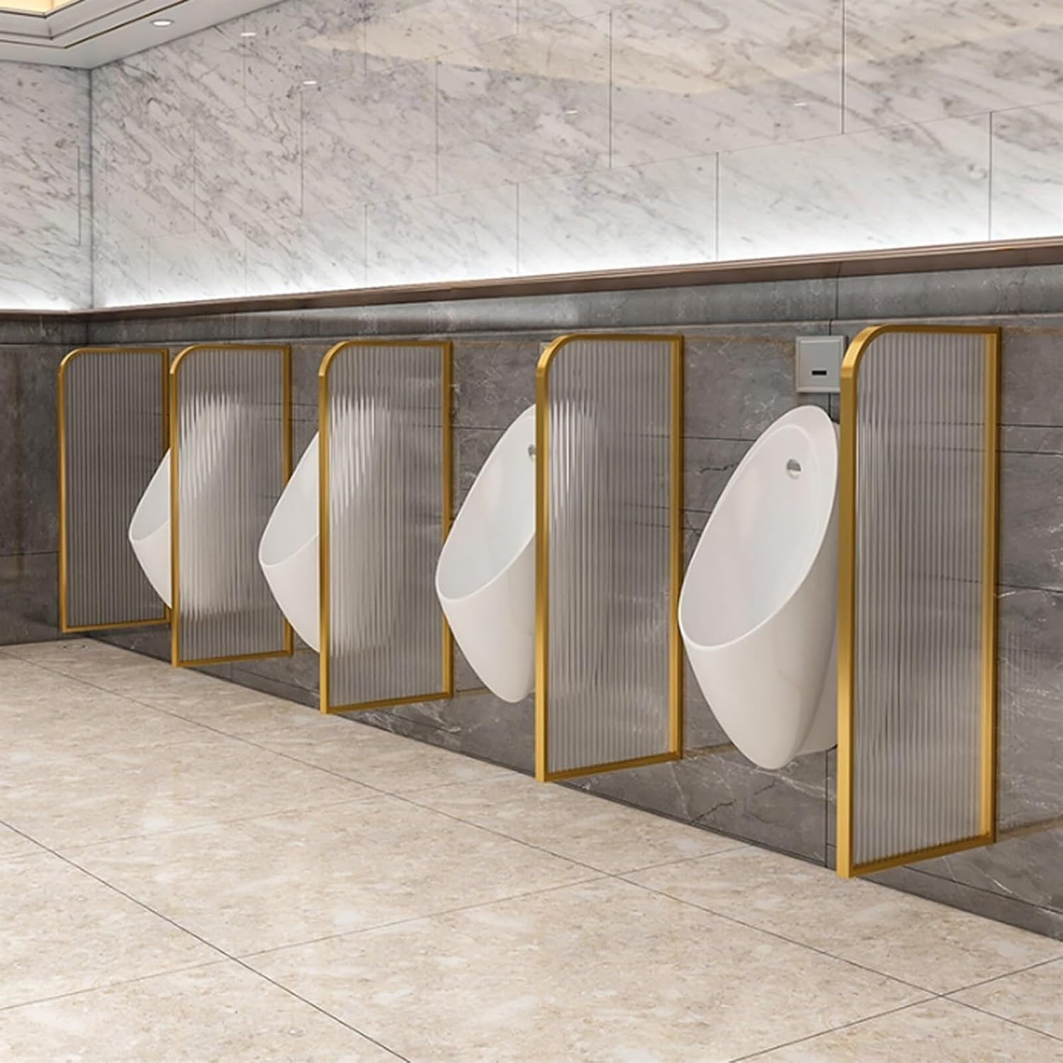 Urinal Partition Divider with Stainless Steel Frame,public toilet Wall-Mounted Decorative Partition,Men's Urinal Privacy Screen.Restroom Partitions,Used in schools and restaurants(Rose Gold,1PCS)
