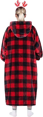 Miniatura 2 de Waitu Sudadera tipo manta con capucha, para regalar a adulto o niño, muy cálida y agradable, gigantesca, para hombre o mujer, de franela, con