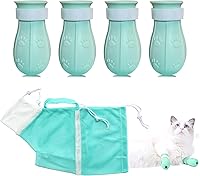 Vista 10 de 7 piezas de suministros de baño para gatos, zapatos de silicona antiarañazos, fundas de garra de gato, bolsa de red de ducha de gato, bolsa de baño