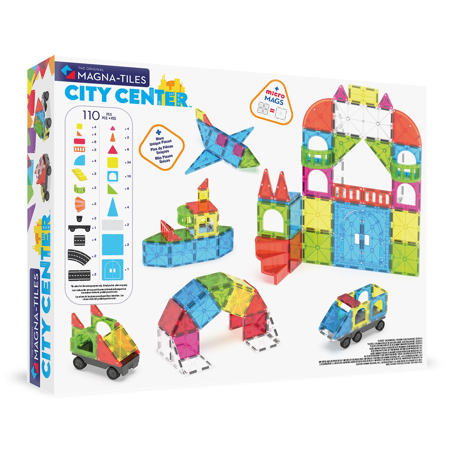 Magna-Tiles® City Center 110-teiliges Magnetbauset - Die Originale magnetische Baumarke
