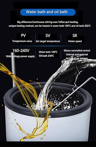 Miniatura 5 de Lab - Agitador magnético digital - Agitador de placa caliente de laboratorio ajustable con placa calefactora, control de temperatura PID, placa de