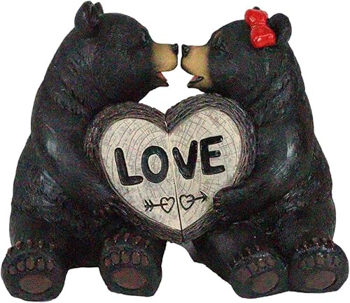 Ebros - Figuras de 2 piezas de 5 pulgadas de alto, diseño de oso negro con texto en inglés "Love is in the Air", para pareja de osos rústicos y