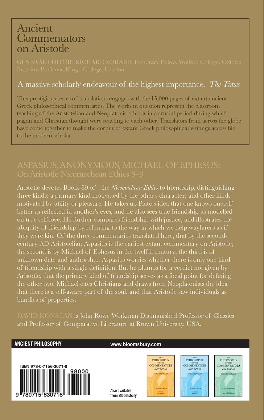Aspasius, Michael of Ephesus, Anonymous: On Aristotle Nicomachean Ethics 8-9